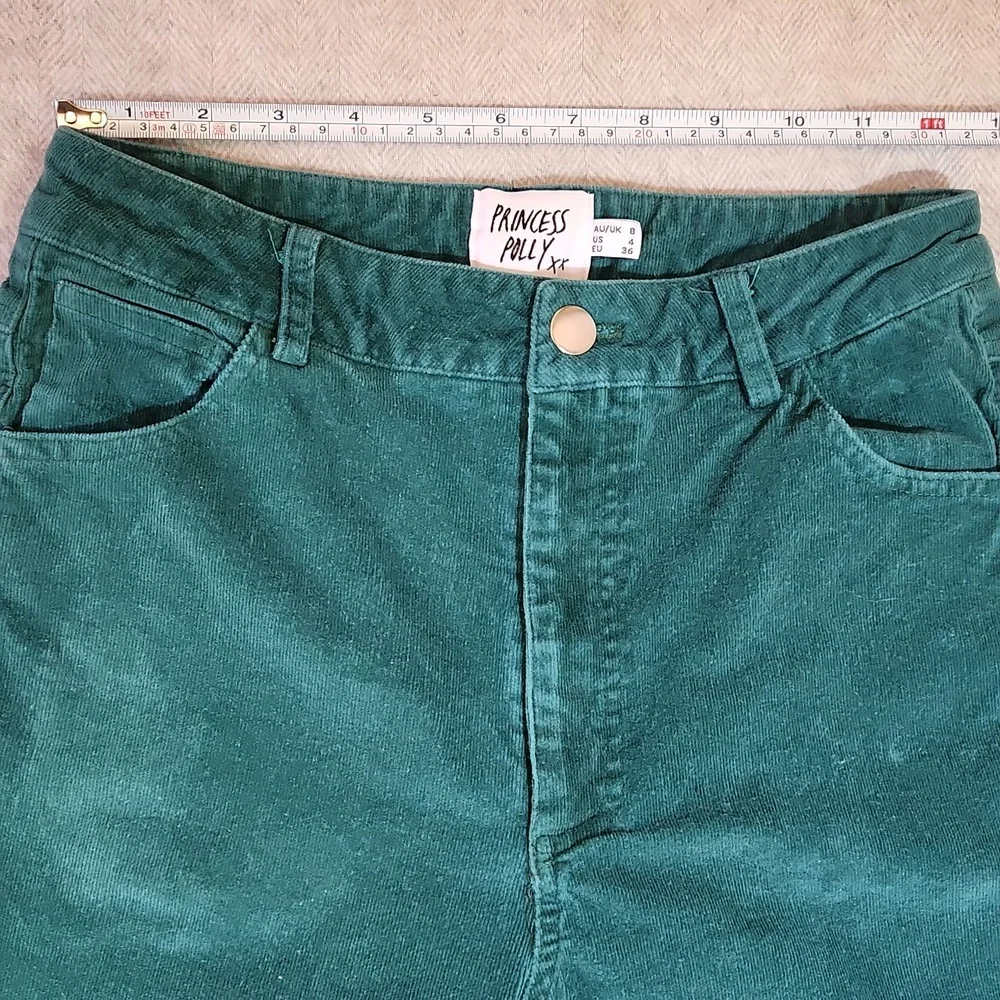 Princess Polly Nadia Corduroy Flare Pants Emerald Green High Rise Jeans Y2K 4 - Picture 4 of 15